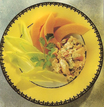 Salada de meloa com caranguejo